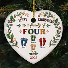 Load image into Gallery viewer, Personalized Ceramic Heart Ornament First Christmas Gift for Family