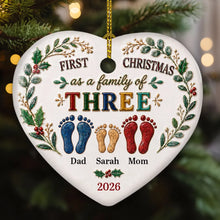 Load image into Gallery viewer, Personalized Ceramic Heart Ornament First Christmas Gift for Family