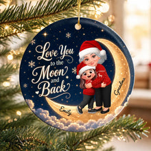 Load image into Gallery viewer, Personalized Ceramic Christmas Ornament for Grandma & Granddaughter - Navy Gold Moon Gift