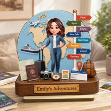 Load image into Gallery viewer, Personalized 2-Layer Wooden Travel Plaque Unique Gift for Adventurers