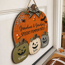 Load image into Gallery viewer, Personalized Wooden Pumpkin Sign Gift for Grandma & Grandpa Halloween Decor
