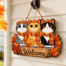 Load image into Gallery viewer, Personalized Wooden Cat Sign Cozy Autumn Decor Gift for Cat Owners