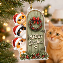 Load image into Gallery viewer, Personalized Meowy Christmas Acrylic Ornament for Cat Lovers