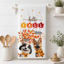 Load image into Gallery viewer, Personalized Fall Kitchen Towel Smiling Dog Gift for Dog Lovers