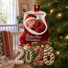 Load image into Gallery viewer, Personalized Baby's First Christmas Acrylic Ornament Gift for New Parents