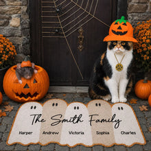 Load image into Gallery viewer, Personalized Halloween Ghost Family Doormat Cute Fall Decor