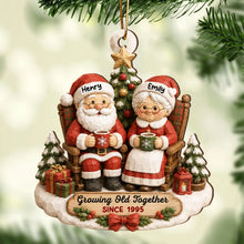 Load image into Gallery viewer, Personalized Wooden Christmas Ornament for Couples with Santa