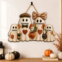 Load image into Gallery viewer, Personalized Halloween Wooden Sign Cute Ghost Family Gift for Grandma
