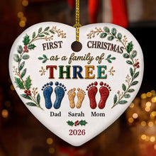 Load image into Gallery viewer, Personalized Ceramic Heart Ornament First Christmas Gift for Family