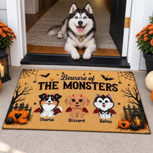 Load image into Gallery viewer, Personalized Halloween Doormat for Dog Lovers, Cute Pumpkins Design