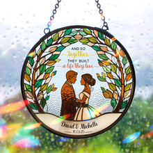 Load image into Gallery viewer, And So Together They Built A Life They Love - Personalized Newlywed Stained Glass Gift Ornament MagicInPrints
