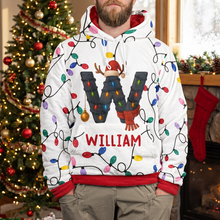 Load image into Gallery viewer, Personalized Family Initial Hoodie Colorful Reindeer Gifts