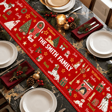 Load image into Gallery viewer, Personalized Christmas Table Runner Custom Family Name Holiday Decor
