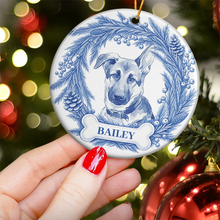 Load image into Gallery viewer, Personalized Blue Watercolor Dog Ornament Unique Pet Gift