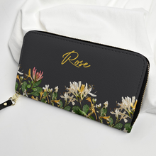 Load image into Gallery viewer, Personalized Leather Long Wallet with Birth Flower for Mom, Grandma, Sister