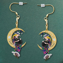 Load image into Gallery viewer, Black Cat & Witch Acrylic Earrings – Personalized Gifts For Witch Lovers Earrings MagicInPrints