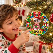 Load image into Gallery viewer, Personalized Acrylic Ornament Master Builder Gift for Kids