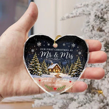 Load image into Gallery viewer, Personalized Crystal Heart Ornament First Christmas Gift for Couple