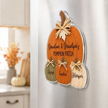 Load image into Gallery viewer, Personalized Fall Acrylic Magnet Rustic Pumpkin Gift for Grandma & Grandpa