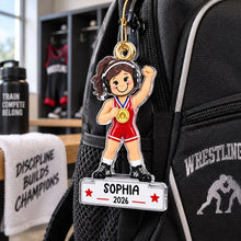 Load image into Gallery viewer, Personalized Acrylic Ornament Red Wrestler Gift for Daughter