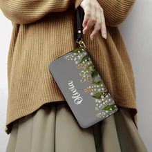 Load image into Gallery viewer, Personalized Leather Long Wallet with Birth Flower for Mom, Grandma, Sister