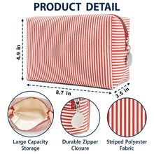 Load image into Gallery viewer, Personalized Striped Makeup Bag Custom Birth Flower Gift for Mom