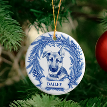 Load image into Gallery viewer, Personalized Blue Watercolor Dog Ornament Unique Pet Gift