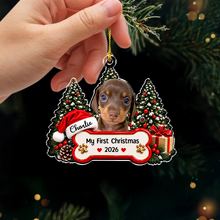 Load image into Gallery viewer, Personalized Pet Photo Acrylic Ornament My First Christmas Gift for Pet Parents