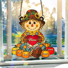Load image into Gallery viewer, Nana's Autumn Scarecrow Suncatcher - A Personalized Gift to Cherish Ornament MagicInPrints