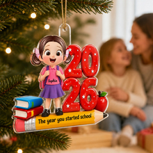 Load image into Gallery viewer, Personalized Acrylic Ornament The Year You Started School Gift for Family