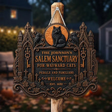 Load image into Gallery viewer, Personalized Haunted House Wooden Sign for Cat Lovers Gift