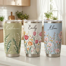 Load image into Gallery viewer, Personalized Insulated Travel Tumbler Custom Floral Gift for Sister