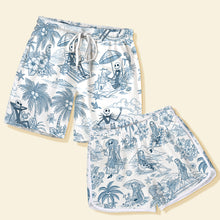 Load image into Gallery viewer, Spooktacular Love: Spooky Couple Beach Shorts - Personalized Gifts for Couples Beach Shorts MagicInPrints