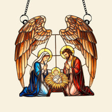 Load image into Gallery viewer, “Blessings of the Holy Family” - Personalized Suncatcher Ornament - Unique Christmas Gift for Christians, Family & Friends Ornament MagicInPrints