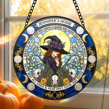 Load image into Gallery viewer, Blessings from the Witch House - Personalized Stained Glass Suncatcher for Witch Lovers Ornament MagicInPrints