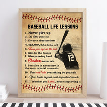 Load image into Gallery viewer, Personalized Baseball Life Lessons Canvas Print – Perfect Gift for Baseball Lovers Poster & Canvas PopCulturePrints