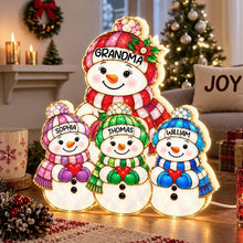 Load image into Gallery viewer, Personalized Snowman Family Acrylic Light Box for Grandma Christmas Gift
