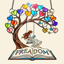 Load image into Gallery viewer, Unlock Your Imagination - Personalized Reading Girl Suncatcher Ornament - Gift for Book Lovers, Readers, and Friends Ornament MagicInPrints