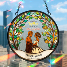 Load image into Gallery viewer, And So Together They Built A Life They Love - Personalized Newlywed Stained Glass Gift Ornament MagicInPrints