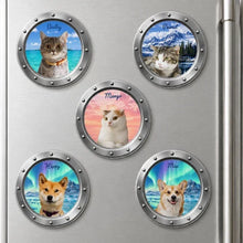 Load image into Gallery viewer, Personalized Acrylic Dog Magnet Peeking Through Porthole Gift for Pet Owners