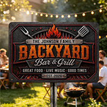 Load image into Gallery viewer, Personalized Iron Sign Custom Name Backyard Grill Decor Gift for Family