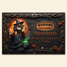 Load image into Gallery viewer, Witch's Warning Metal Sign - Personalized Gift for Witch Fans Metal Signs MagicInPrints