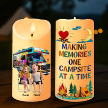 Load image into Gallery viewer, Making Memories, One Campsite at a Time - Personalized Camping Couple LED Candle Led Candle MagicInPrints