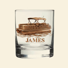 Load image into Gallery viewer, "Sail Away with Joy: Personalized Pontoon Drinking Glass" - Custom 11oz Round Drinking Glass, Perfect Gift for Sea Lovers Whiskey Glass PopCulturePrints
