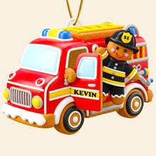 Load image into Gallery viewer, "Celebrate the Hero in Your Life!" - Firefighter Gingerbread Ornament - Personalized Gift for Firefighters, Kids, and Christmas Lovers Ornament PopCulturePrints