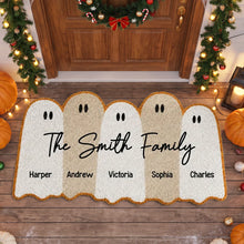 Load image into Gallery viewer, Personalized Halloween Ghost Family Doormat Cute Fall Decor