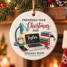 Load image into Gallery viewer, Personalized Ceramic Ornament Custom Name College Freshman Gift
