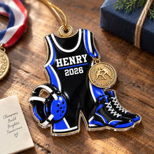 Load image into Gallery viewer, Personalized Wrestling Acrylic Ornament Gift for Son Christmas