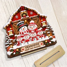 Load image into Gallery viewer, Personalized Wooden Plaque with Snowman for Grandparents | Christmas Gift