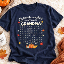 Load image into Gallery viewer, Personalized Classic Tee Pumpkin Word Search Gift for Grandma